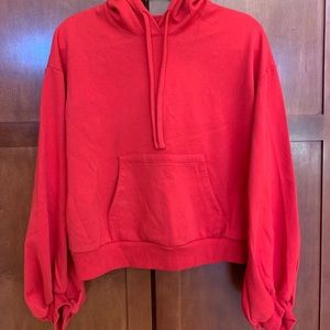 Slightly cropped red hoodie